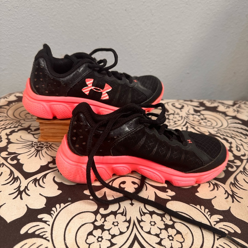 Under Armour Kids Black and Pink Athletic Shoes
